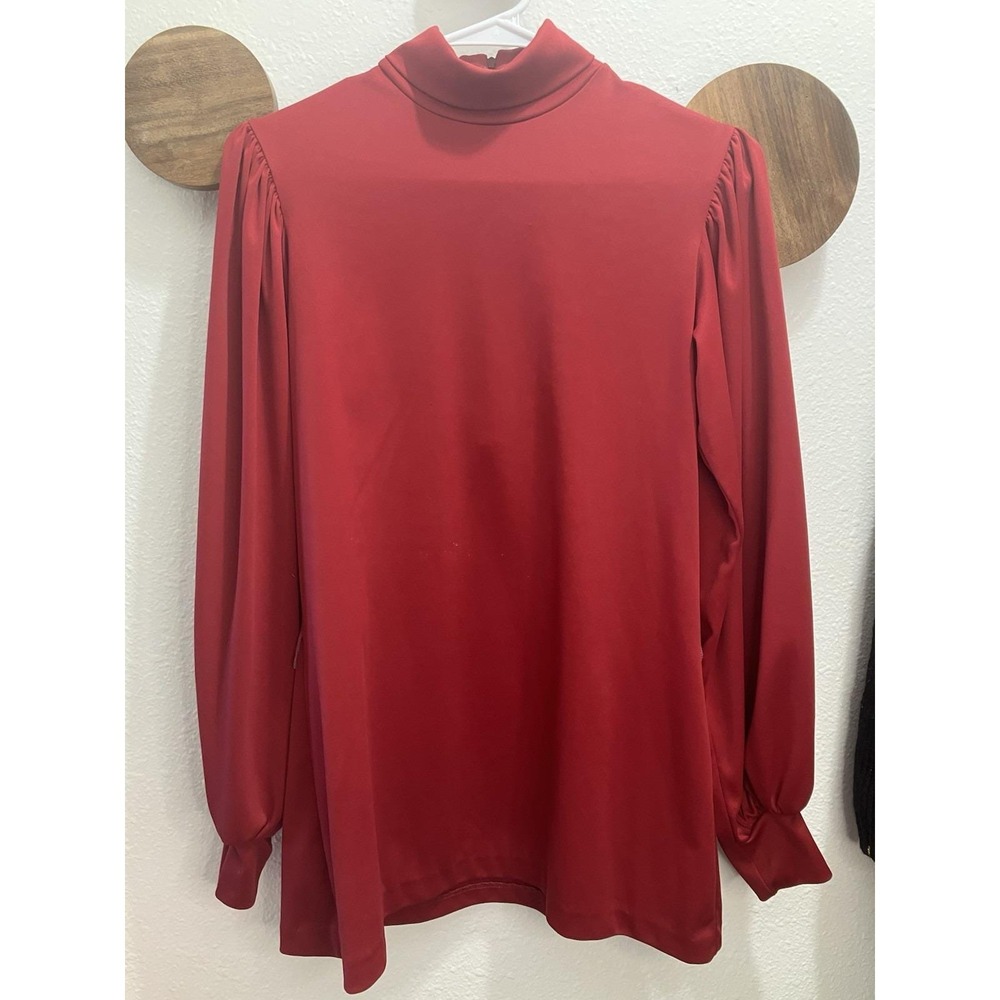 Vintage Lady Manhattan Red Blouse‎ Size 14 Long Sleeve Office Siren Femme Fatale
